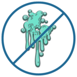 Graphic of a blob of grime with a strike through it