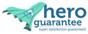 Hero Guarantee logo with cape on the words