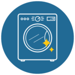 Icon of washing machine to represent cleaning process