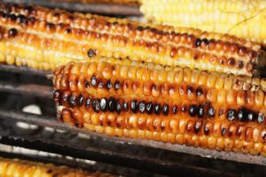 Charred grilled corn on the cob 