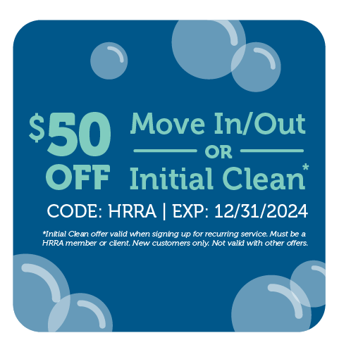Coupon offering $50 off move-in and move-out initial clean for HRRA members