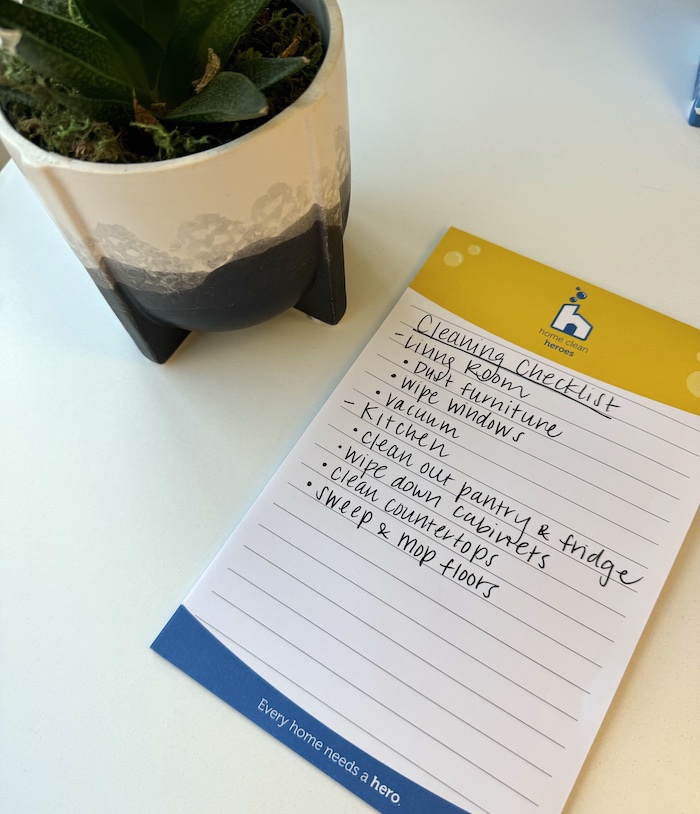 Checklist of spring cleaning tasks divided by room